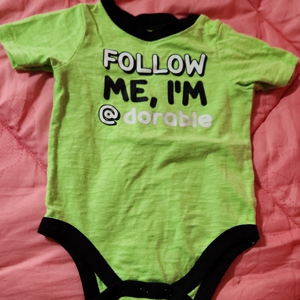 Green Baby Onesie with Black Trim